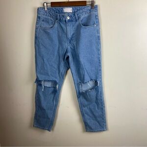 ASOS Mid Rise Straight Distressed Grunge Streetwear Light Wash Denim Jeans Sz 30